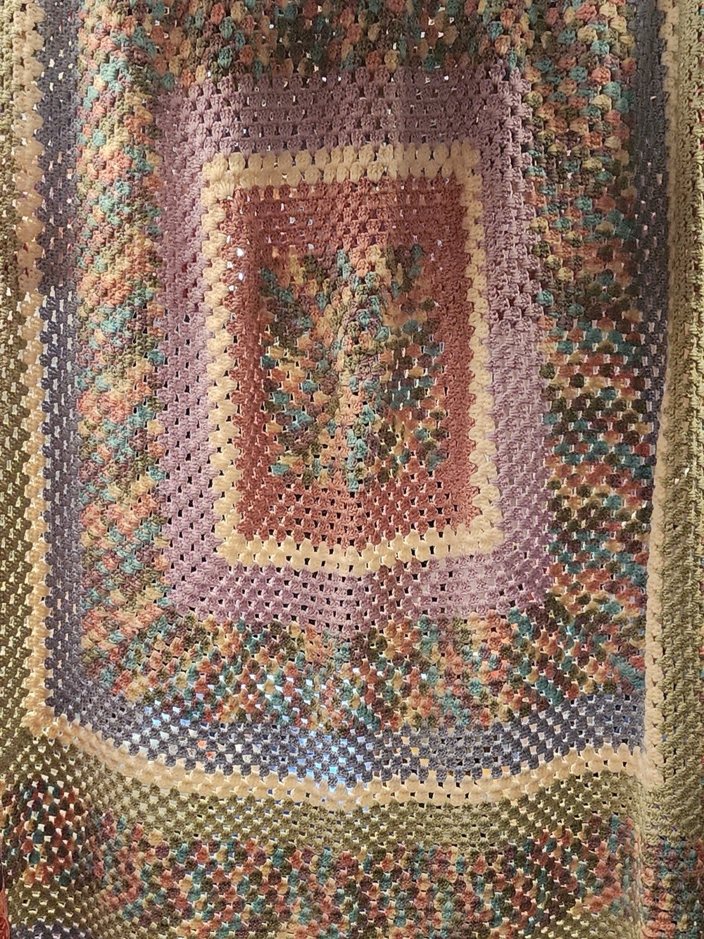 HUUGE Handmade Multicolor Crochet Granny Square Throw - Pastel Palette 72" x 62"
